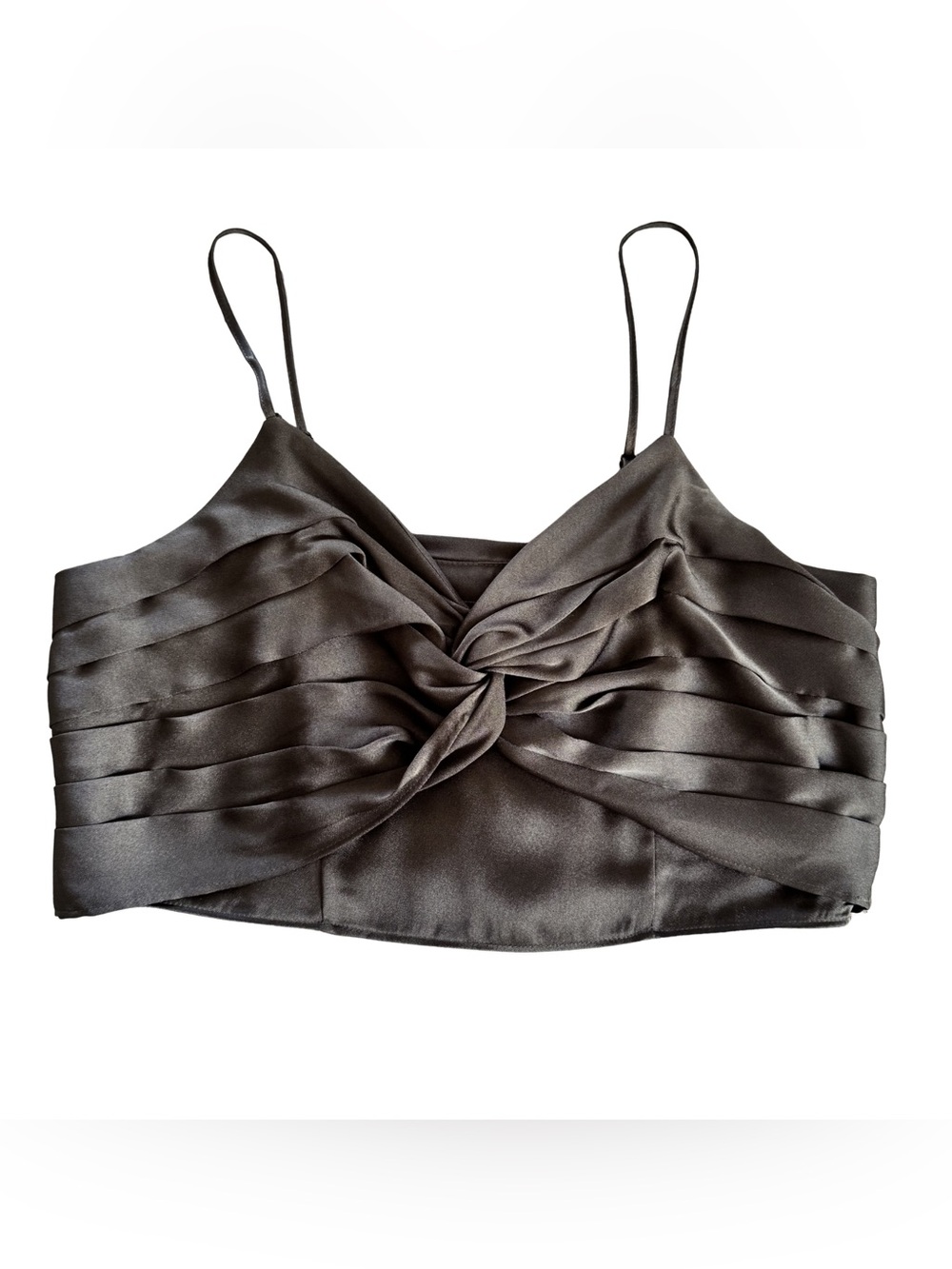 Express Black Satin Twist Front Crop Top Size Medium